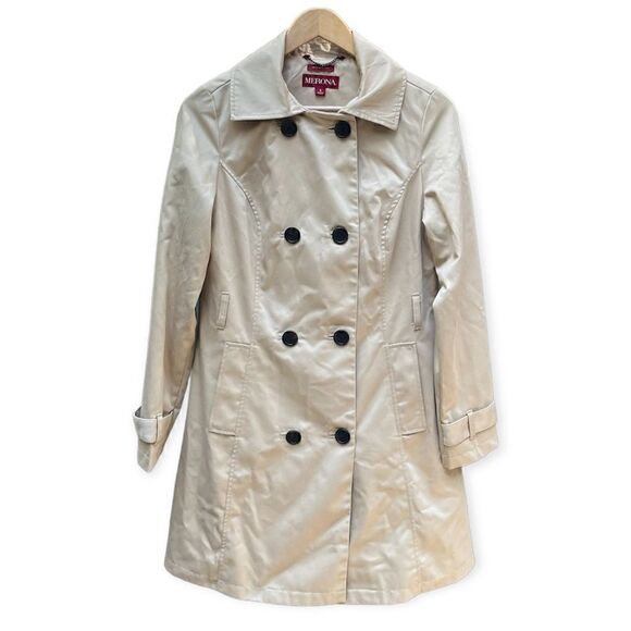 MERONA DOUBLE BREASTED TAN TRENCH COAT SMALL - Picture 1 of 8